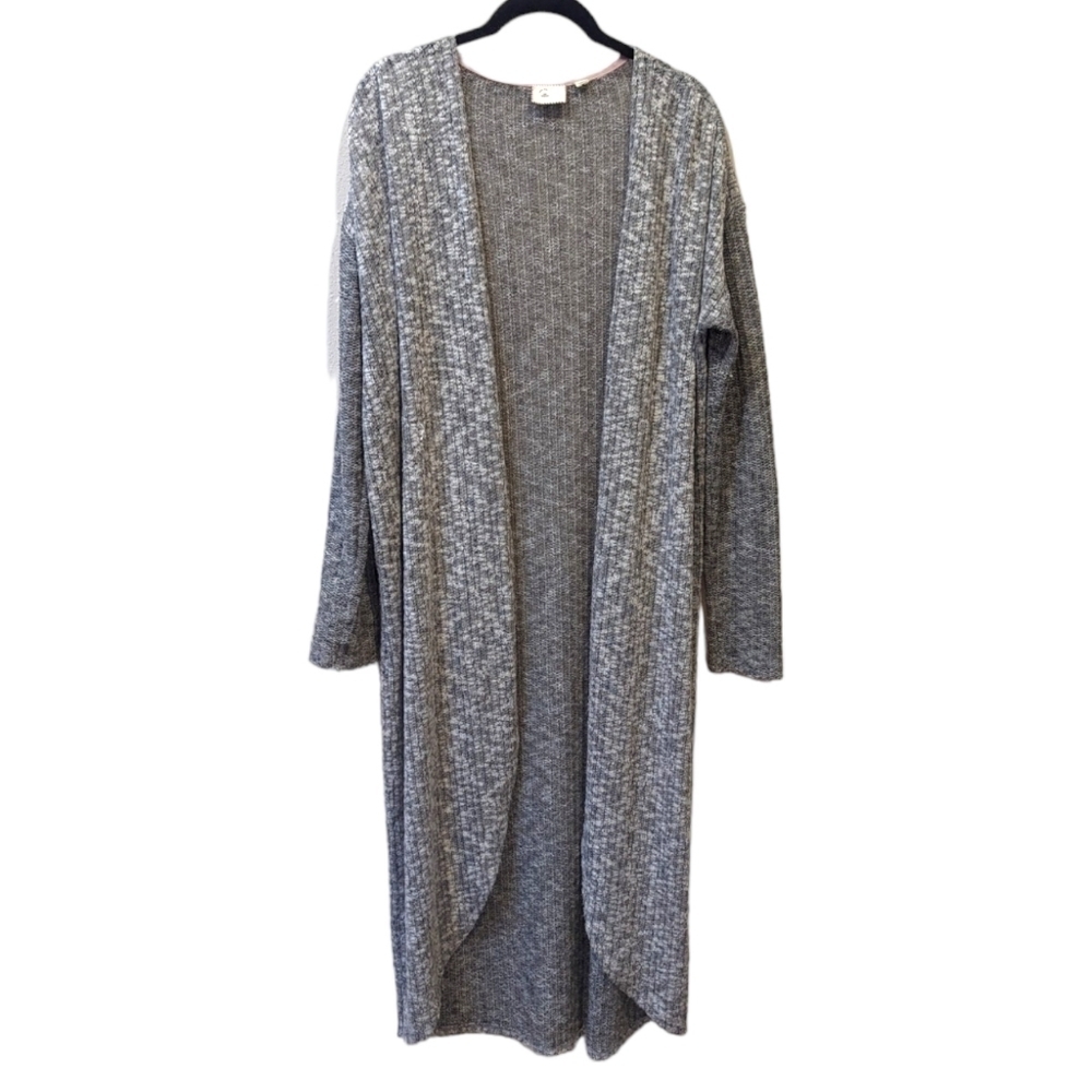 Anthropologie Postmark Long Gray Duster Mixed Knit Cardigan (M)